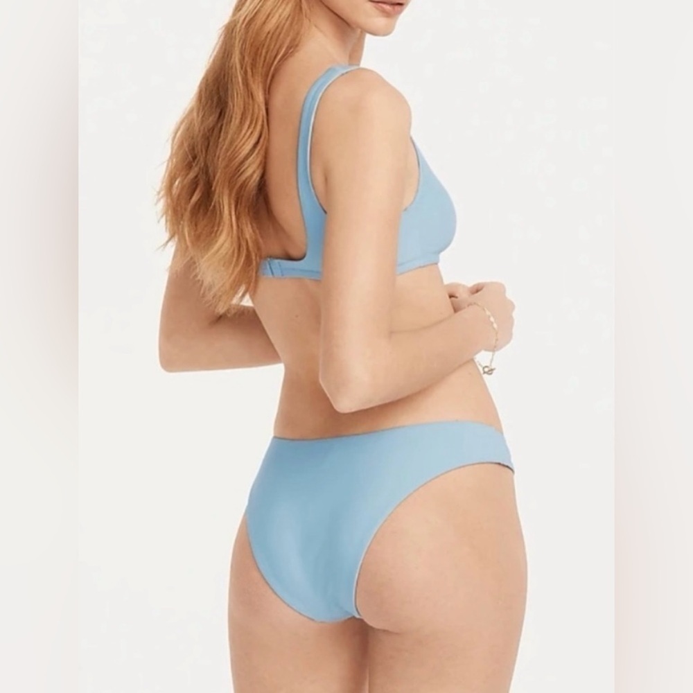 NWT J. Crew Blue Curved Waist Cheeky Bikini Bottom, Mid Rise, Sizes S & M - Picture 2 of 14